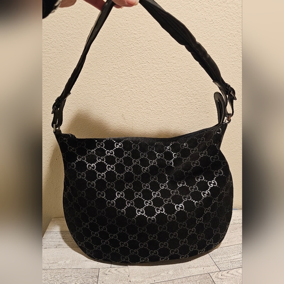 Gucci Black Suede Shoulder Bag EUC - Picture 1 of 16